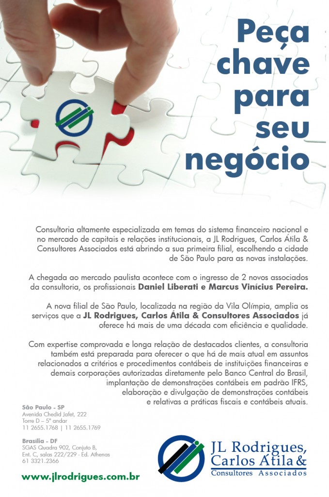 Anúncio da JL Rodrigues, Carlos Átila & Consultores Associados no Valor Econômico, criação da 24x7 Comunicação