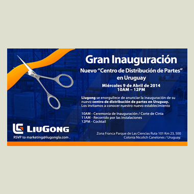 Aviso de Pauta: LiuGong inaugura centro de distribuição de peças no Uruguai